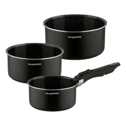 Zestaw garnków Konighoffer Spinel Black, 16/18/20 cm, odpinana rączka, czarne