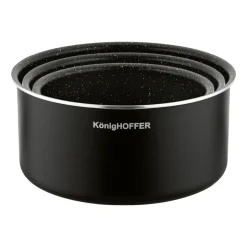Zestaw garnków Konighoffer Spinel Black, 16/18/20 cm, odpinana rączka, czarne