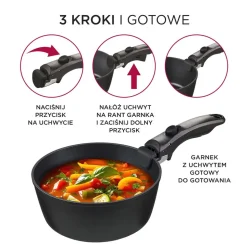 Zestaw garnków MG Home Clever Kitchen, 3 elementy, odpinana rączka, aluminium