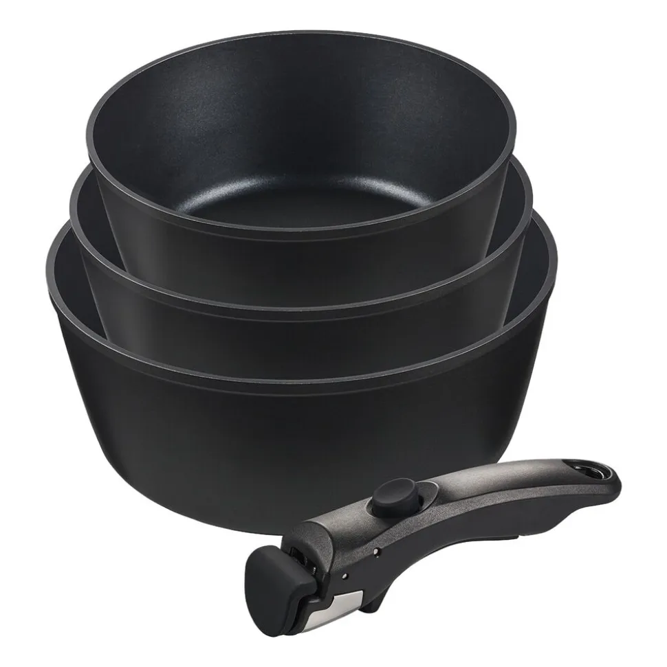 Zestaw garnków MG Home Clever Kitchen, 3 elementy, odpinana rączka, aluminium