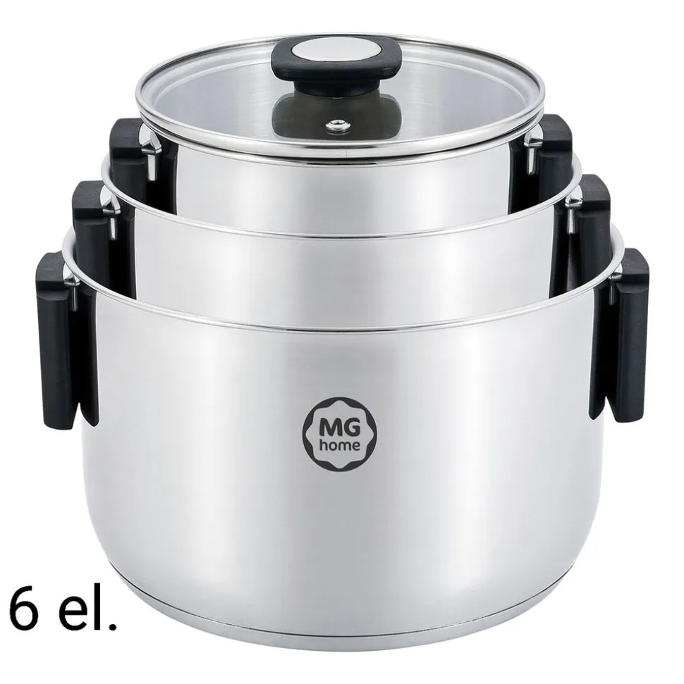 Zestaw garnków MG Home Handy Smart, 6 elementów, stal nierdzewna