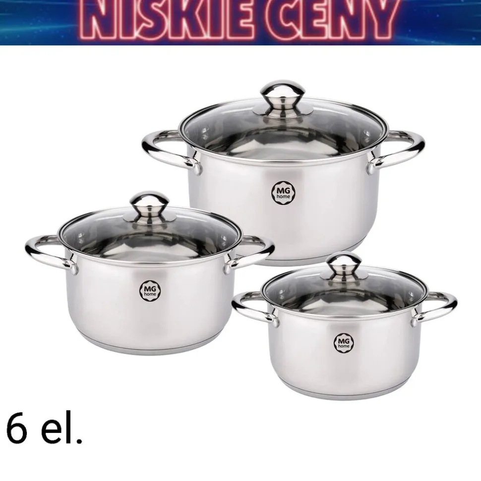 Zestaw garnków MG Home Lauro, 6 elementów, stal nierdzewna