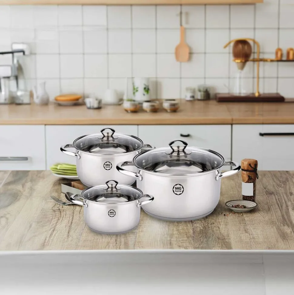 Zestaw garnków MG Home Lauro, 6 elementów, stal nierdzewna
