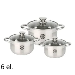 Zestaw garnków MG Home Moderno Brushed Steel, 6 elementów, stal nierdzewna