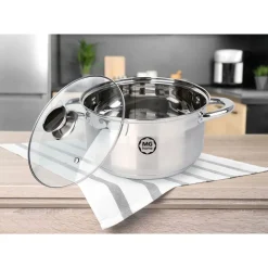 Zestaw garnków MG Home Moderno Brushed Steel, 6 elementów, stal nierdzewna