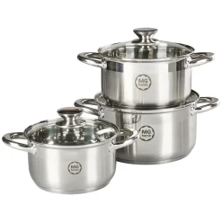 Zestaw garnków MG Home Moderno Brushed Steel, 6 elementów, stal nierdzewna
