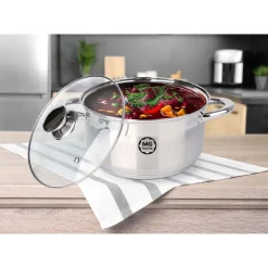 Zestaw garnków MG Home Moderno Brushed Steel, 8 elementów, stal szczotkowana