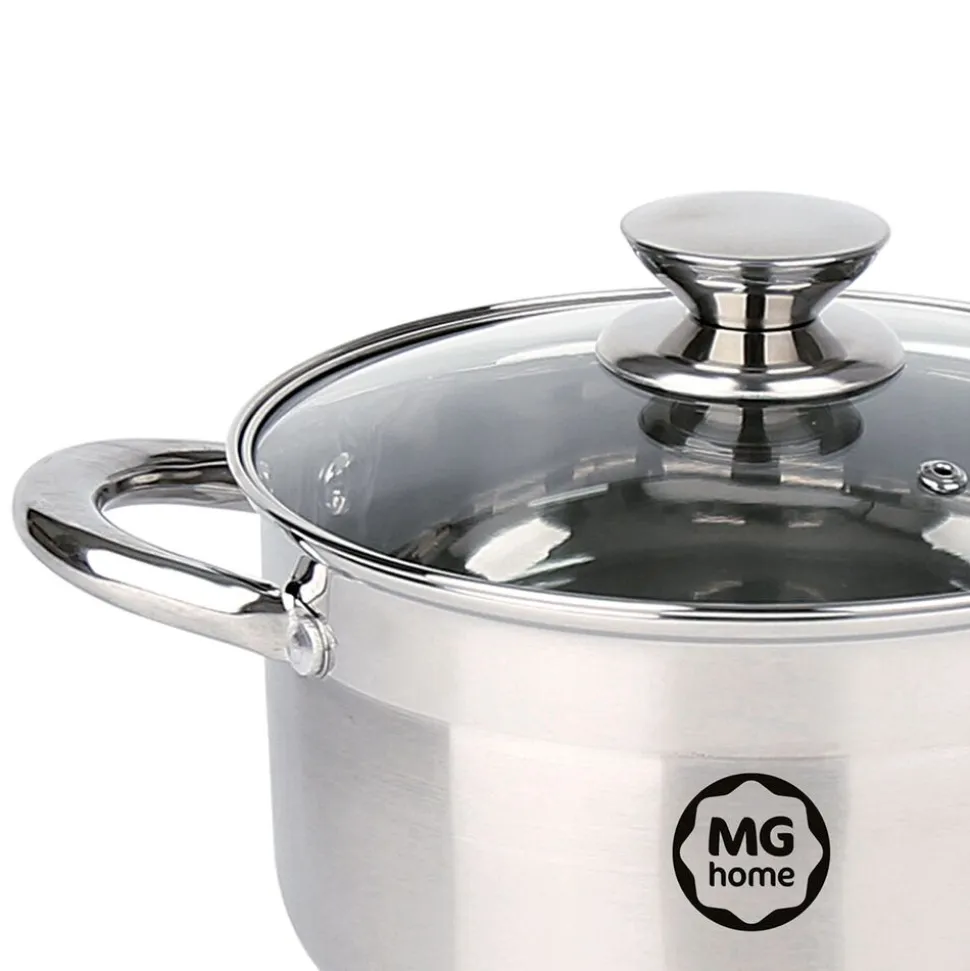 Zestaw garnków MG Home Moderno Brushed Steel, 8 elementów, stal szczotkowana