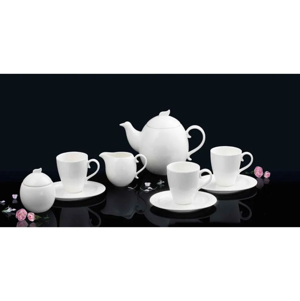 Zestaw kawowy z porcelany na 6 osób Ambition Giro, 17 elementów, biały