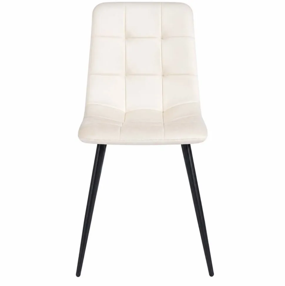Zestaw 4 krzeseł tapicerowanych Vilandy Bacic Velvet, ecru