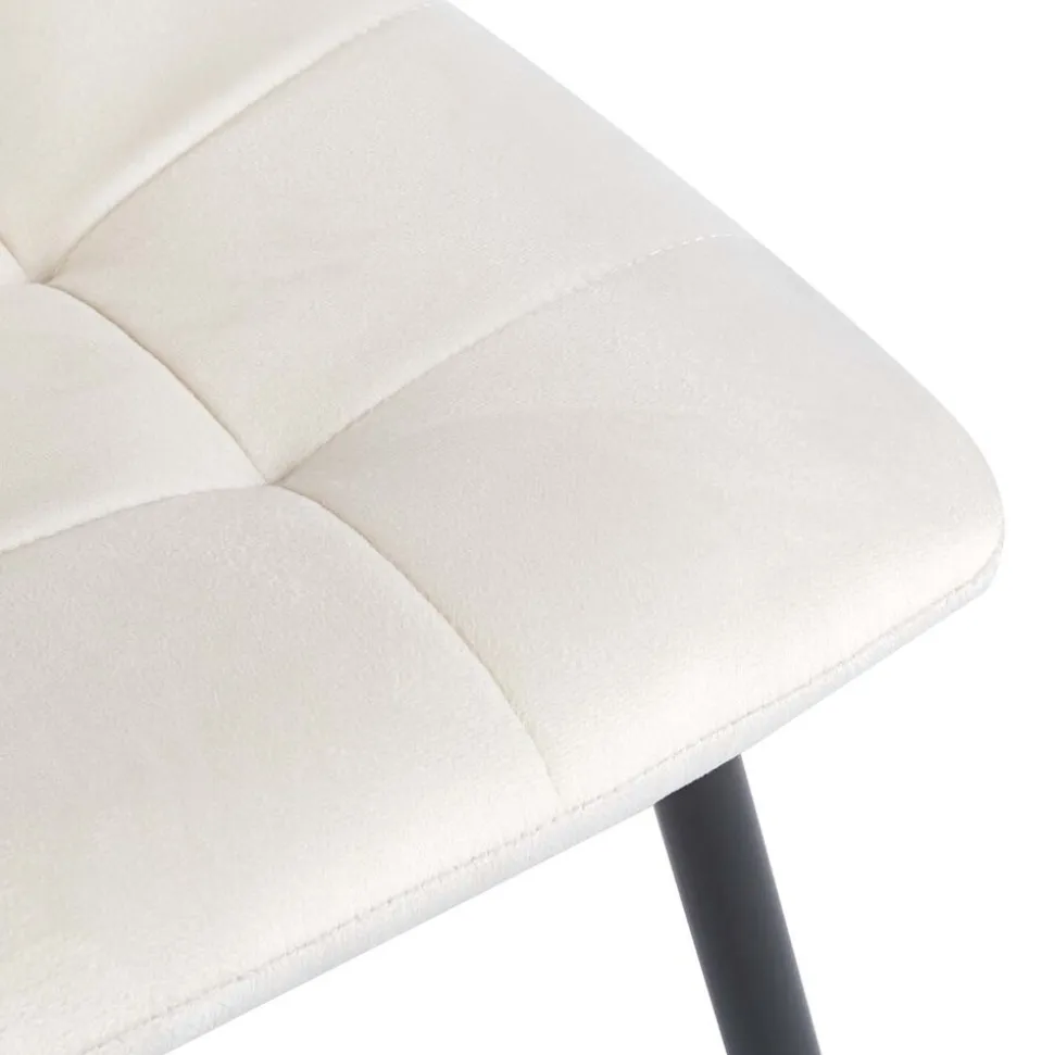 Zestaw 4 krzeseł tapicerowanych Vilandy Bacic Velvet, ecru
