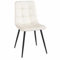 Zestaw 4 krzeseł tapicerowanych Vilandy Bacic Velvet, ecru