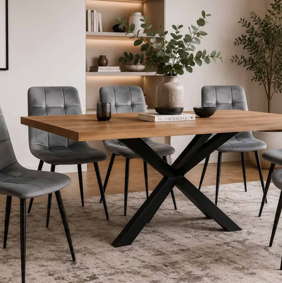 Zestaw 4 krzeseł tapicerowanych Vilandy Bacic Velvet, szare
