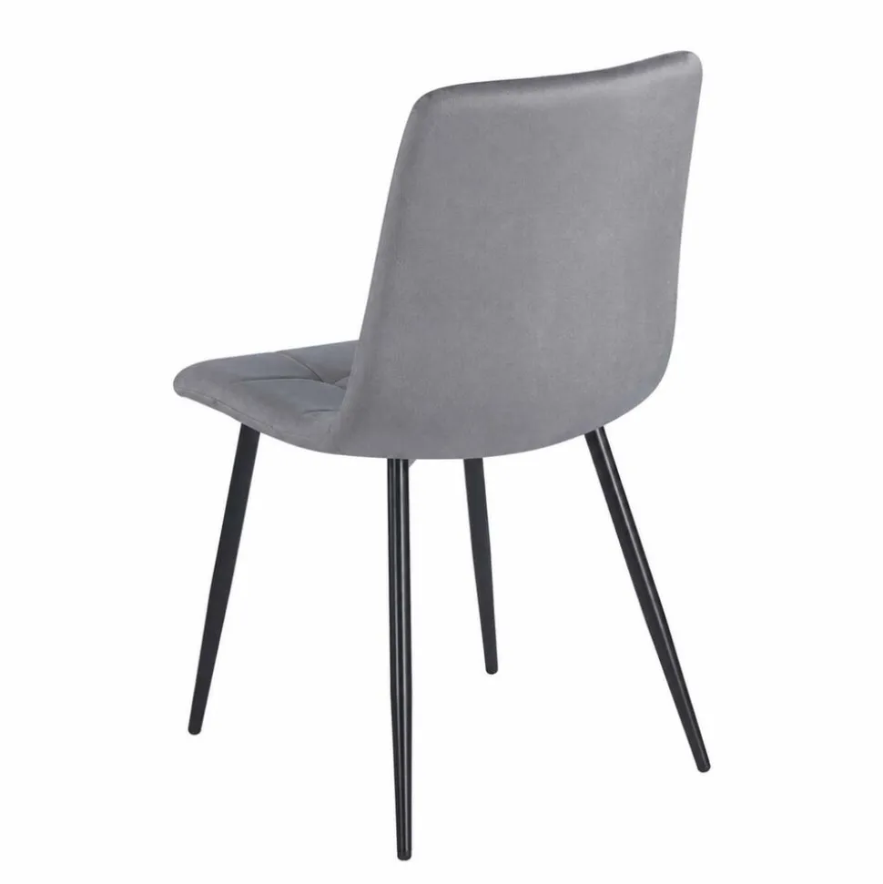 Zestaw 4 krzeseł tapicerowanych Vilandy Bacic Velvet, szare
