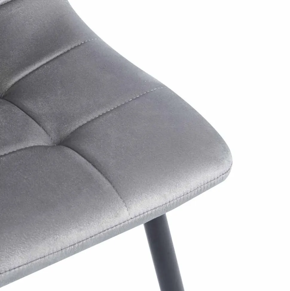 Zestaw 4 krzeseł tapicerowanych Vilandy Bacic Velvet, szare