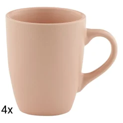 Zestaw kubków ceramicznych Domotti Pastelli, 350 ml, 4 sztuki, różowe