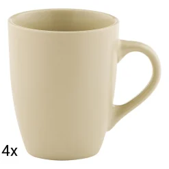 Zestaw kubków ceramicznych Domotti Pastelli, 350 ml, 4 sztuki, taupe