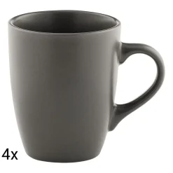 Zestaw kubków ceramicznych Domotti Pastelli, 350 ml, 4 sztuki, ciemnoszare