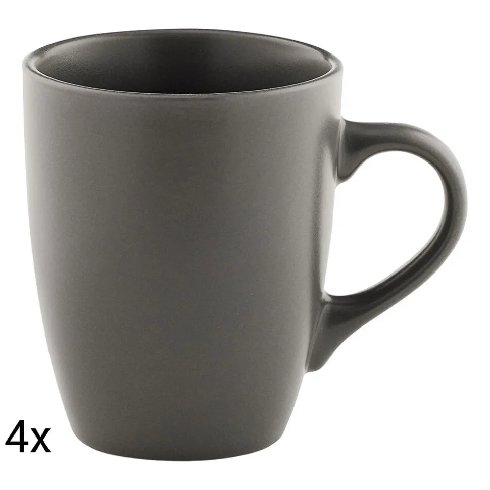 Zestaw kubków ceramicznych Domotti Pastelli, 350 ml, 4 sztuki, ciemnoszare