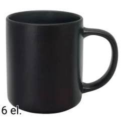 Zestaw kubków z kamionki MG Home Artena Black, 400 ml, 6 sztuk, czarne