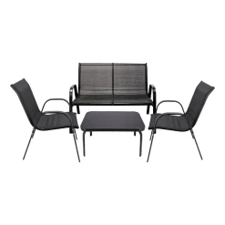 Zestaw mebli ogrodowych Jumi Fiesta, stolik, sofa, 2 krzesła, czarny
