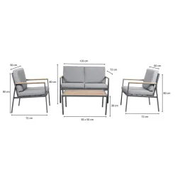 Zestaw mebli ogrodowych Meven Noto, sofa, 2 krzesła, stolik kawowy