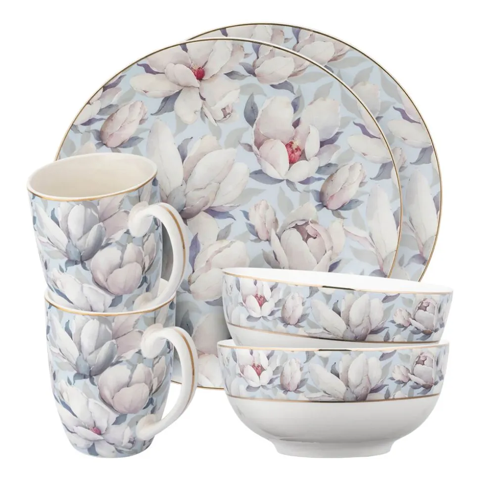 Zestaw śniadaniowy dla 2 osób Altom Design, 6 elementów, magnolia błękit