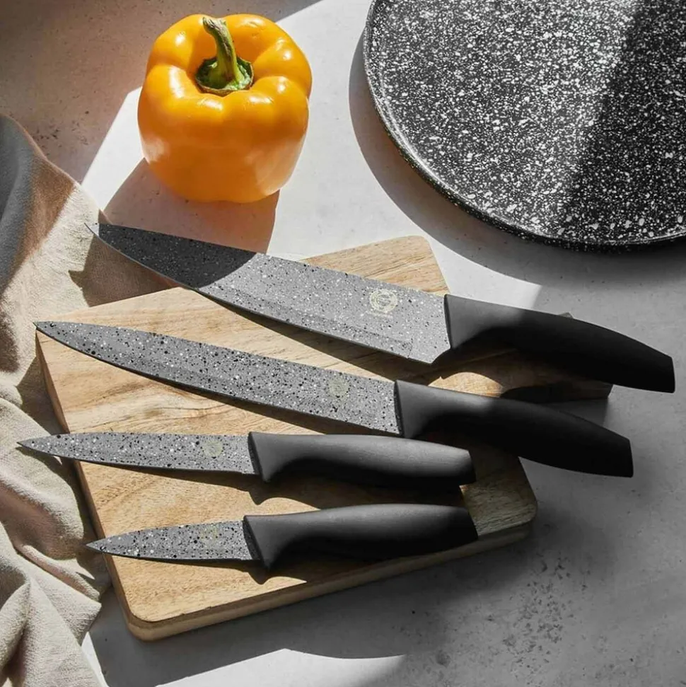 Zestaw noży kuchennych Konighoffer Grey Stone Marble, 4 elementy, stalowe, szare