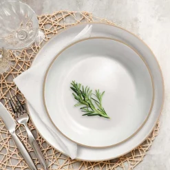 Zestaw obiadowy z kamionki na 6 osób MG Home Artena White, 18 elementów, biały