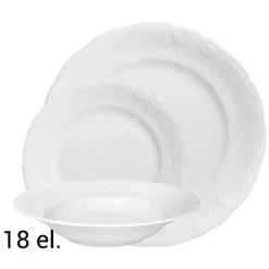 Zestaw obiadowy z porcelany Chodzież Fryderyka, na 6 osób, 18 elementów, biały