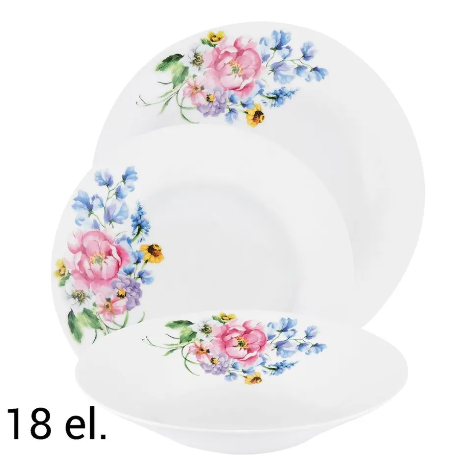 Zestaw obiadowy z porcelany Domotti Fiorella, na 6 osób, 18 elementów