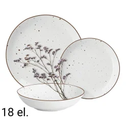 Zestaw obiadowy z porcelany na 6 osób MG Home Gemma, 18 elementów, biały
