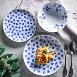 Zestaw obiadowy z porcelany na 6 osób Lubiana Boss, 18 elementów, z niebieskim wzorem