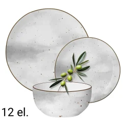 Zestaw obiadowy z porcelany na 4 osoby MG Home Antico, 12 elementów, biały