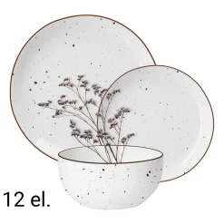 Zestaw obiadowy z porcelany na 4 osoby MG Home Gemma, 12 elementów, biały