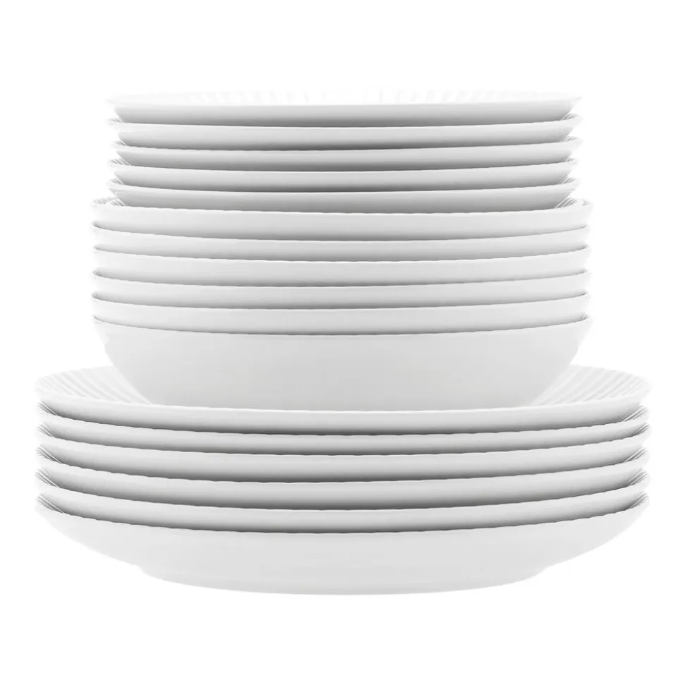 Zestaw obiadowy z porcelany na 6 osób Lubiana Daisy, 18 elementów, biały