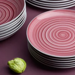 Zestaw obiadowy z porcelany na 6 osób Chodzież City, 18 elementów, różowy