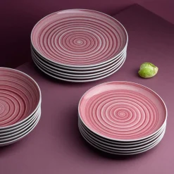 Zestaw obiadowy z porcelany na 6 osób Chodzież City, 18 elementów, różowy
