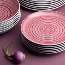 Zestaw obiadowy z porcelany na 6 osób Chodzież City, 18 elementów, różowy