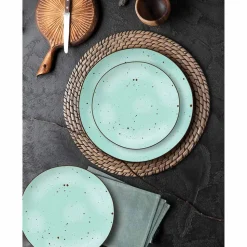 Zestaw obiadowy z porcelany na 4 osoby MG Home Gemma Green, 12 elementów, zielony