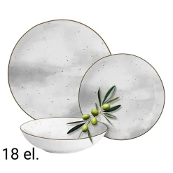 Zestaw obiadowy z porcelany na 6 osób MG Home Antico, 18 elementów, szary