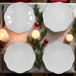 Zestaw obiadowy z porcelany na 6 osób Lubiana Naomi, 18 elementów, biały