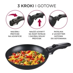 Zestaw patelni aluminiowych MG Home Clever Kitchen, 3 elementy, odpinana rączka