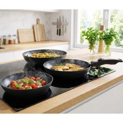 Zestaw patelni aluminiowych MG Home Clever Kitchen, 3 elementy, odpinana rączka