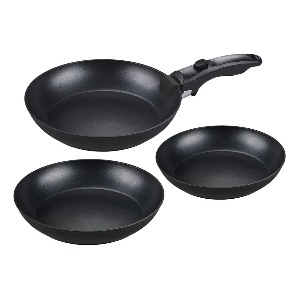 Zestaw patelni aluminiowych MG Home Clever Kitchen, 3 elementy, odpinana rączka