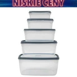 Zestaw 5 pojemników na żywność, MG Home Misto, prostokątne, szare