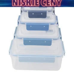 Zestaw 4 pojemników na żywność MG Home Misto, prostokątne, niebieskie
