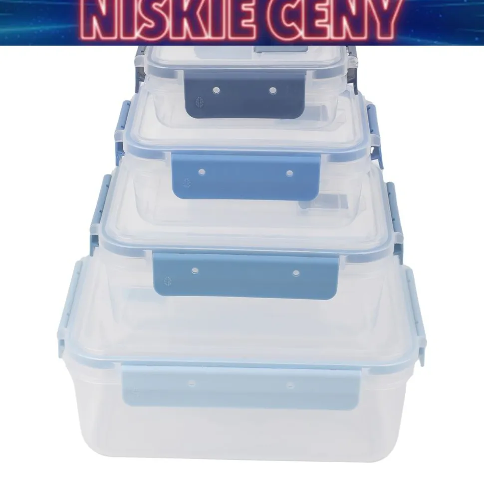 Zestaw 4 pojemników na żywność MG Home Misto, prostokątne, niebieskie