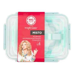 Zestaw 4 pojemników na żywność, MG Home Misto, prostokątne, zielone