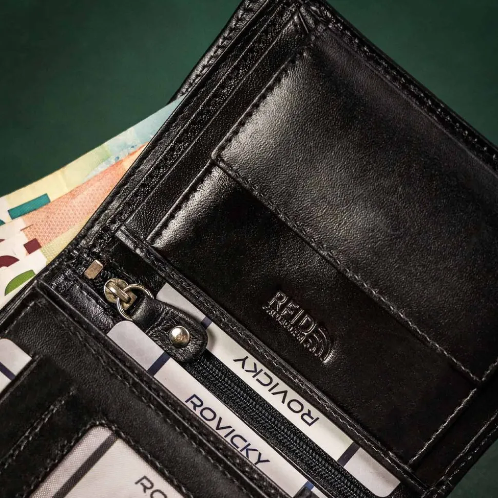 Zestaw prezentowy męski portfel + brelok ze skóry naturalnej Rovicky